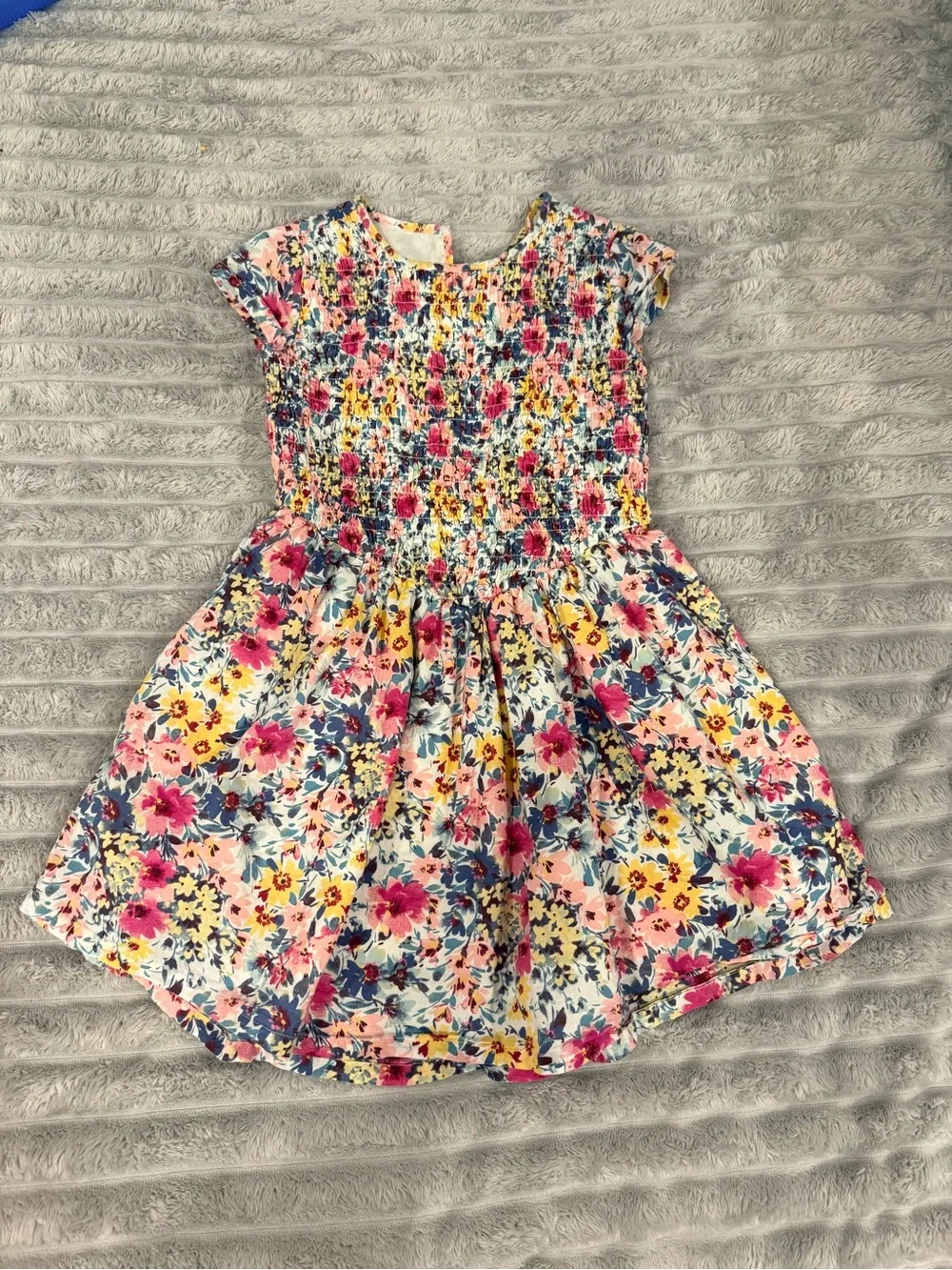 GAP Girls Floral Smocked Dress - Pink, Yellow & Blue